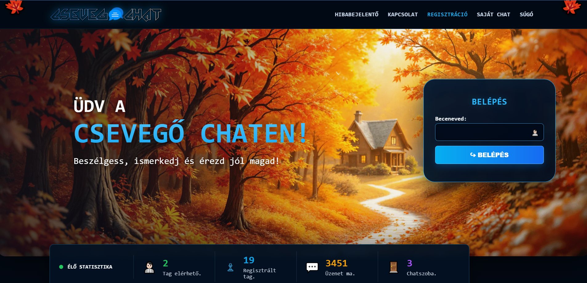 Csevegő Chat weboldal előnézet
