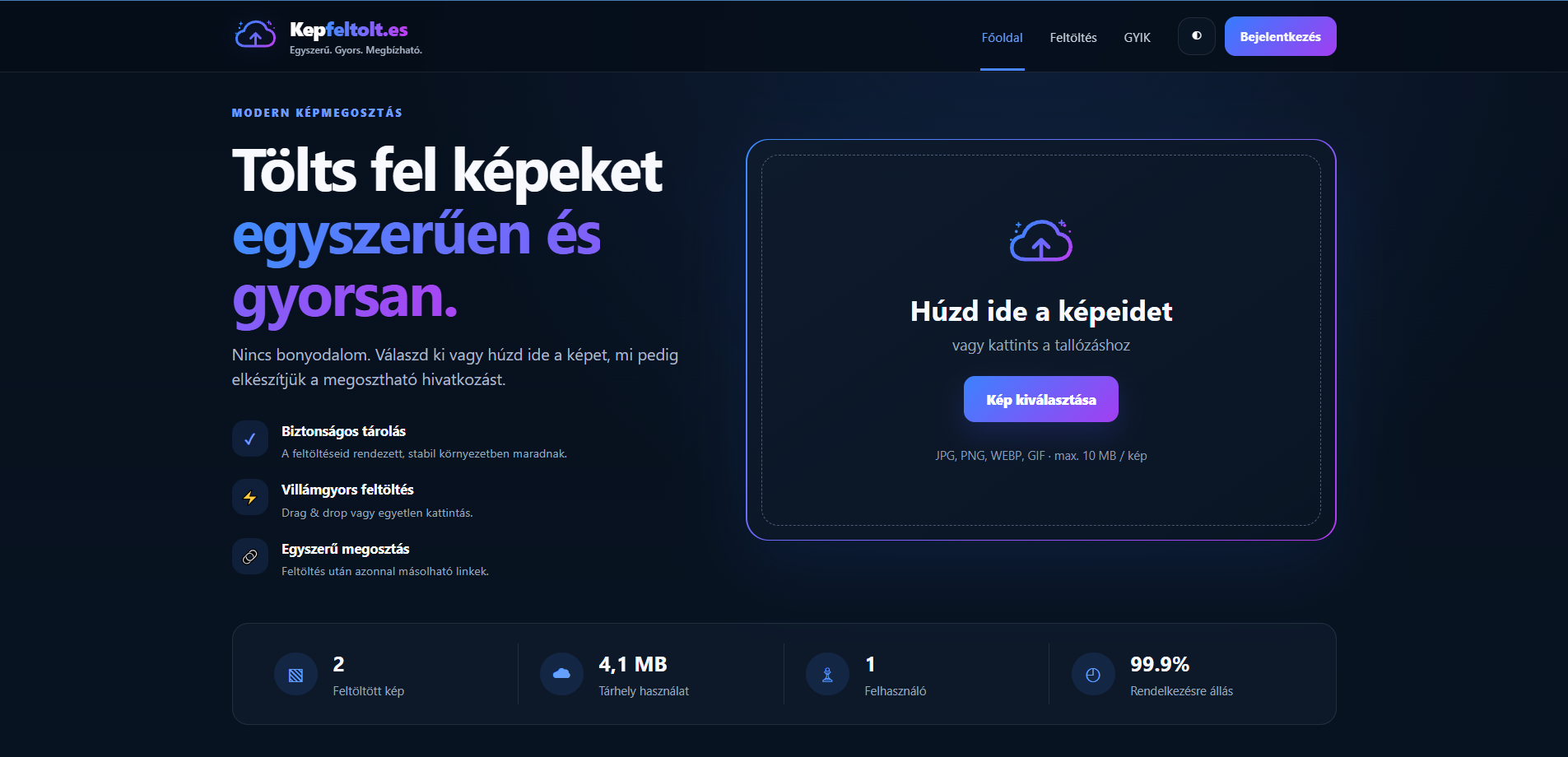 Kepfeltolt.es weboldal előnézet